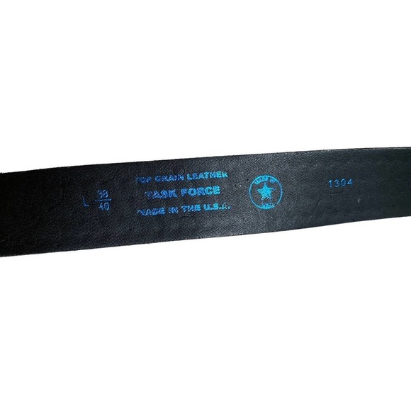 TASK FORCE Black Top Grain Leather Belt Mens Sz L 38-40 Made In USA - Picture 5 of 6